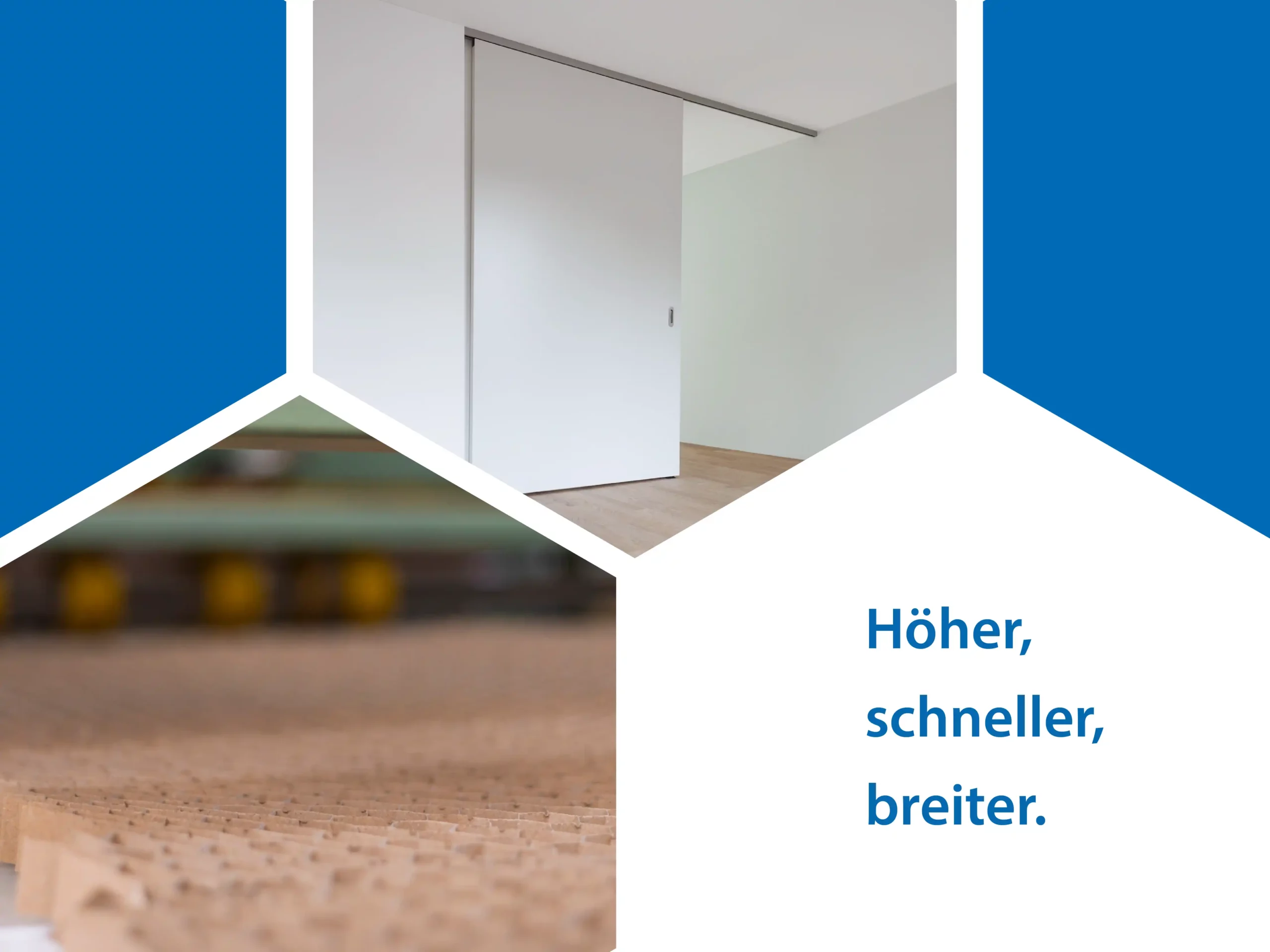 Header Bild mit Schriftzug "Höher, schneller, breiter."
